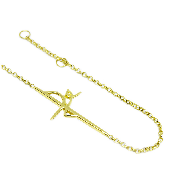 Pulseira Malha Portuguesa Escrito F� em Ouro 18 Kilates � 25399